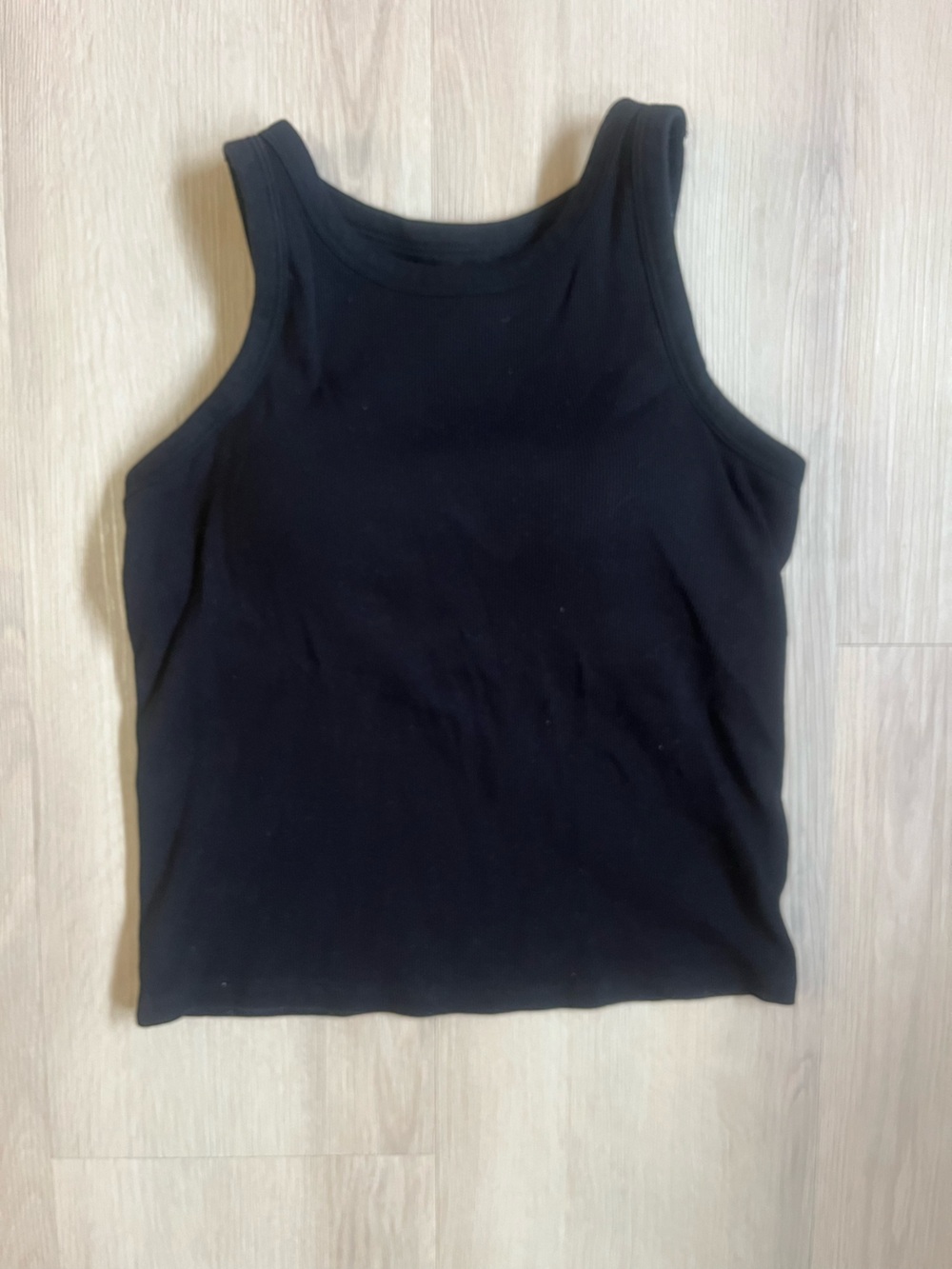 Uniqlo Black Ribbed Cropped Sleeveless Bra Tank Top Women’s Large